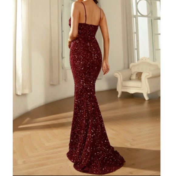 Luxurious mermaid hem sequins evening party formal gown dress - Picture 3 of 8